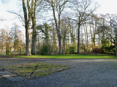 an empty parking lot with trees in a park at The Coach House in Wetheral