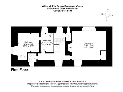 a floor plan of the first floor of a house at Whitehall Pele Tower in Mealsgate