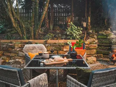 a table with a tray of food on it at The Nook - Uk44735 in Tallentire