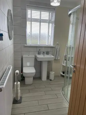 a bathroom with a toilet and a sink at Paxville in Gretna