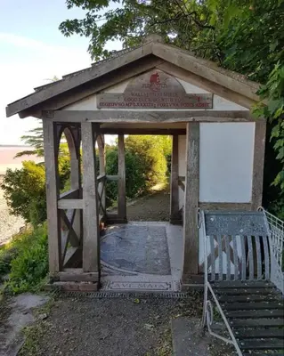 an entrance to a gazebo with a sign at Church House Barn Lake District & Solway Coast with Solway Firth views in Silloth