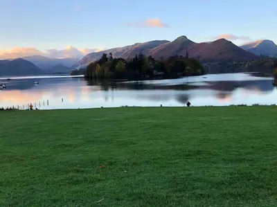 a view of a lake with mountains in the background at Fell Top View - Fantastic Keswick Centre apartment in Keswick