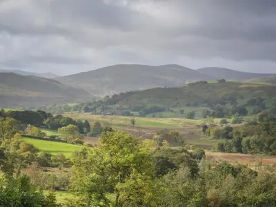 a view of a valley with hills and trees at 1 Bed in Matterdale SZ222 in Watermillock
