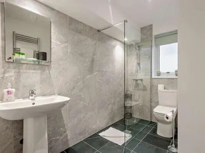 a bathroom with a sink and a toilet at 2 Bed in Rosthwaite 86397 in Rosthwaite