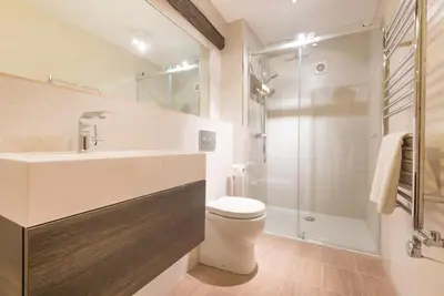 a bathroom with a sink and a toilet and a shower at 3 Bed in Borrowdale SZ465 in Rosthwaite