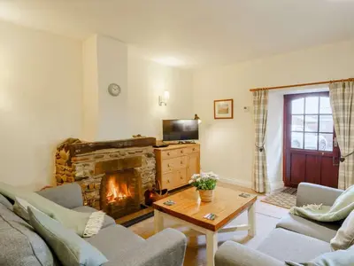 a living room with two couches and a fireplace at 2 Bed in Penrith oc-sz339 in Watermillock