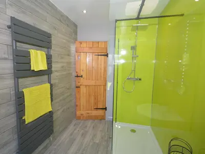 a bathroom with a shower and a glass door at 2 Bed in Keswick 88864 in Keswick
