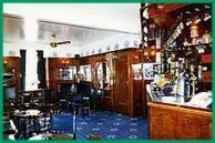 a restaurant with a counter and chairs in a room at The Imperial Hotel in Castle Douglas