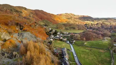 a view of a town on a hill at Number One in Chapel Stile