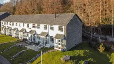 an aerial view of a large white building at Number One in Chapel Stile