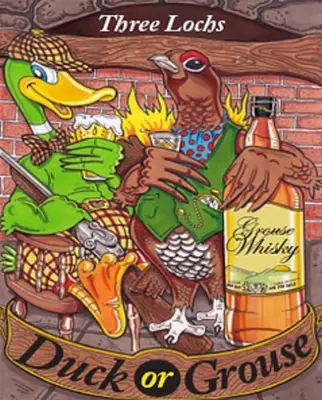 a sign with two birds and a bottle of beer at Lochview Retreat Caravan in Balminnoch