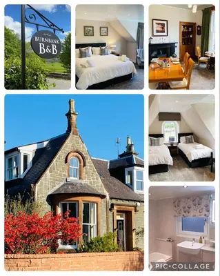 a collage of four pictures of a house at Burnbank Bed and Breakfast in Moffat