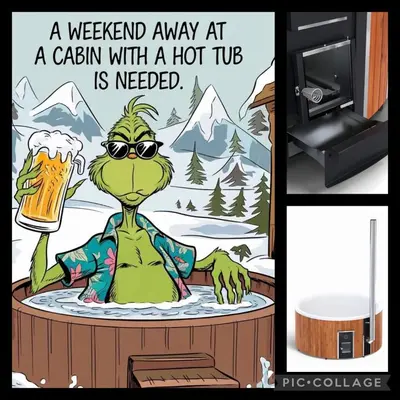 a kermit the frog in a hot tub with a mug of beer at Maneight Fir View with hot tub in Dalleagles