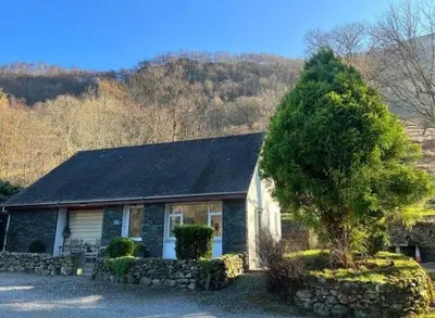 a house with a tree in front of it at Maiden Moor in Borrowdale Valley