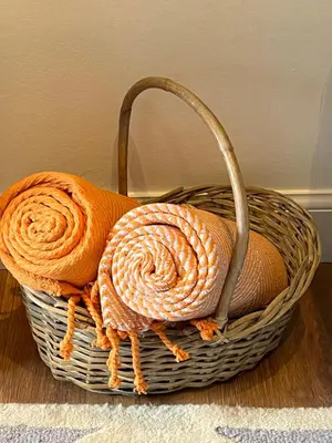 a wicker basket with a turkey on it at Kennedy Cottage by Troon beach in Troon