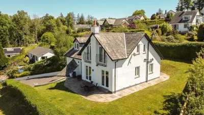 an aerial view of a white house at Skiddaw Heights in Keswick