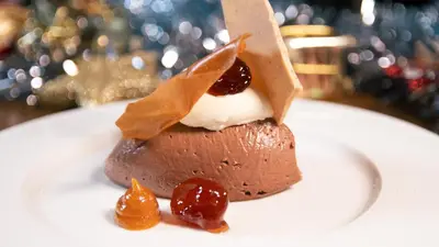 a piece of dessert on a white plate at The Briery in Workington