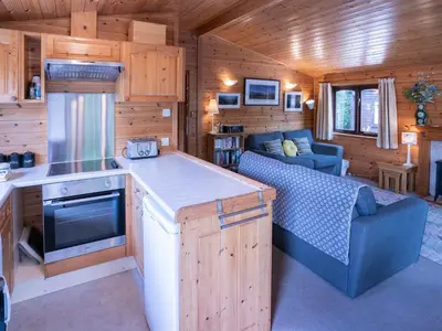 a kitchen and living room in a tiny house at Watendlath in Keswick