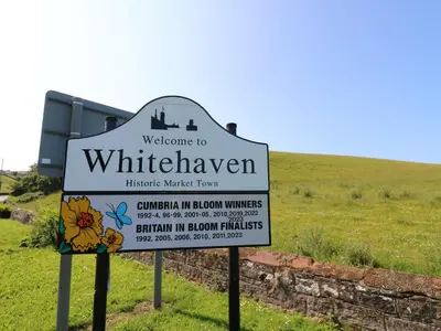 a sign for a whitehaven historic market town at Georgian Town House in Whitehaven