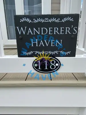 a sign on a doorstep with a sign that reads wandererhaven at Wanderers Haven, Brigham, Cockermouth, Cumbria in Brigham