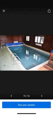 a picture of a swimming pool with two swans in it at 20 Chestnut Grove in Stranraer
