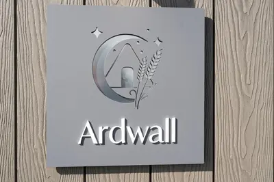 a sign on a wooden table with a sign for aaniwell at Ardwall in Carsluith