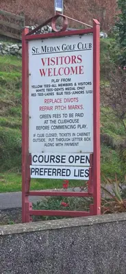 a sign for a visitors welcome sign in a park at 17 Ruby Atlas Monreith in Monreith