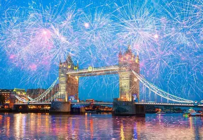 a fireworks display over the tower bridge in london at Entire 4 bedrooms Apartment Sleep 8 Central London ZONE1 in Moffat