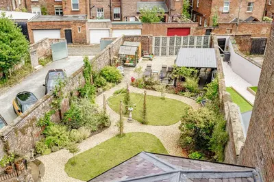 an aerial view of a garden in a building at Portland Square in Carlisle
