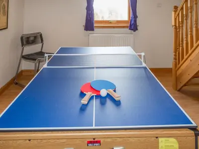 a ping pong table with a ping pong ball on it at Tanglewood in Whiting Bay