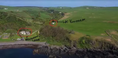 a map of the approximate location of the mountain house at Wee Knockinaam, Portpatrick - clifftop seaview in Portpatrick