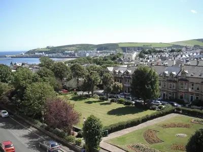 an aerial view of a city with a park at Arrandale House in Douglas