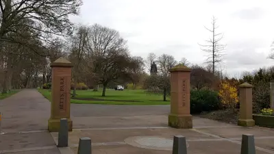 a park with tombestones in the middle of a road at The Sawmills, Carlisle - Spacious 4 Bedroom Family House - Free WiFi - & Parking - Walk to Carlisle Castle in Carlisle