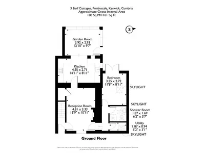 a plan of the ground floor of a house at 3 Barf Cottages in Portinscale