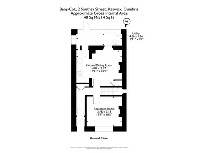 a plan of the ground floor of a building at Beny Cot in Keswick