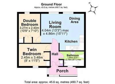 a floor plan of the ground floor of a house at Howe End in Mungrisdale