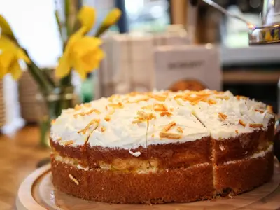 a cake sitting on top of a table at YHA Keswick in Keswick