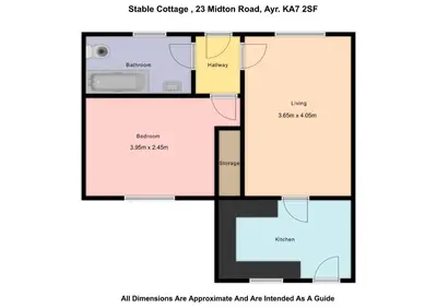 an illustration of a floor plan of a house at Woodcroft Cottage in Ayr