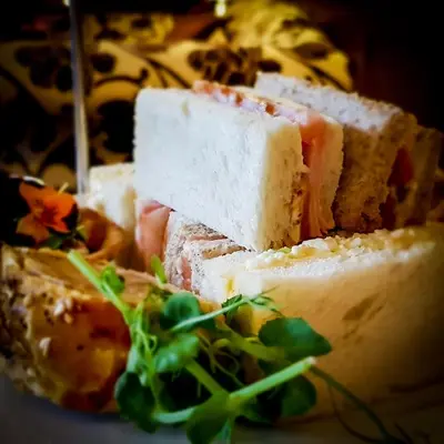 a close up of a sandwich on a plate at Savoy Park Hotel in Ayr