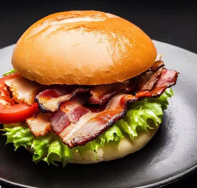 a sandwich with bacon and lettuce on a plate at Edelweiss Guest House in Douglas