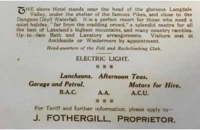 a letter from the director of the kenneth higgins pizzeria at New Dungeon Ghyll Hotel in Great Langdale
