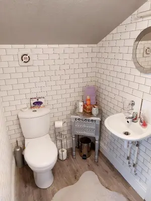 a bathroom with a toilet and a sink at Broadlea of Robgill Country Cottage bed and breakfast in Ecclefechan