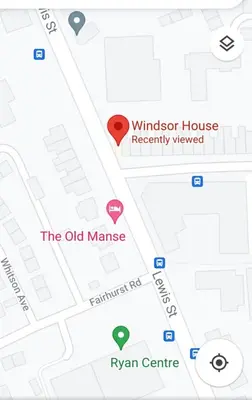a map of windsor house and the old mansion at Windsor house in Stranraer
