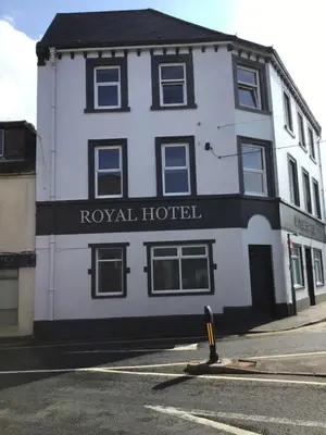 a white building with the words royal hotel on it at The Royal Hotel in Stranraer