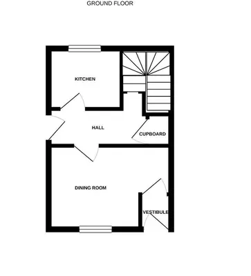a black and white floor plan of a house at 57 High Street in Kirkcudbright
