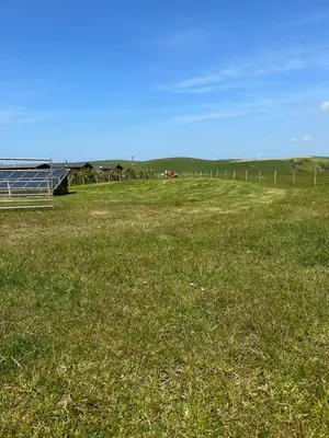 a field of green grass with a fence at Bunnahabhain 5 - Farm Stay - Stunning sea and rural views in Stranraer