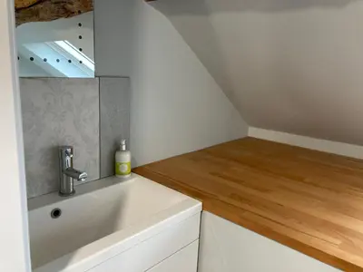 a kitchen with a sink and a counter top at The Annex in Carlisle