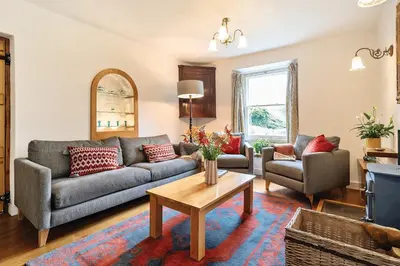 a living room with two couches and a coffee table at Oakbank in Elterwater