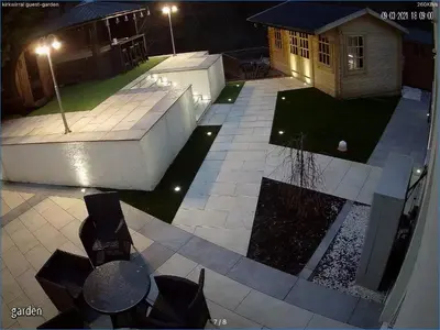 an aerial view of a backyard at night at Kirkwirral Bed & Breakfast in Dumfries