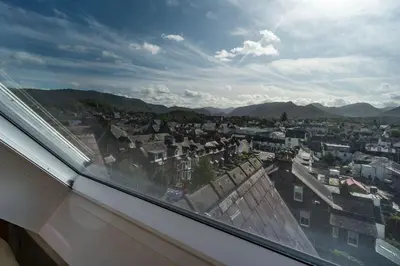 a view of a city from a window at Skiddaw Skies in Keswick